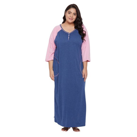 Gypsie Blue Women Nightgown with Long Sleeves Lounge Dress Maxi and Sleepwear - Picture 2 of 7